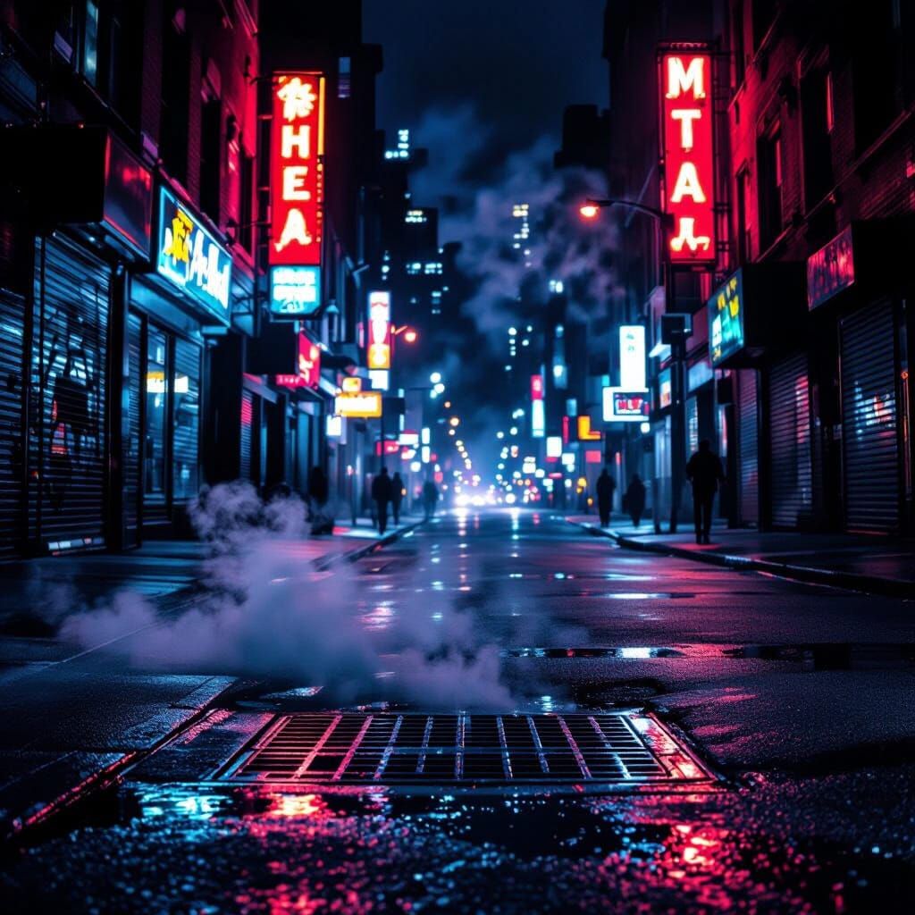 Gritty Urban Street at Night in Hip Hop Style