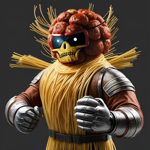 Spaghetti Meatball Mutant with Helmet and Shield