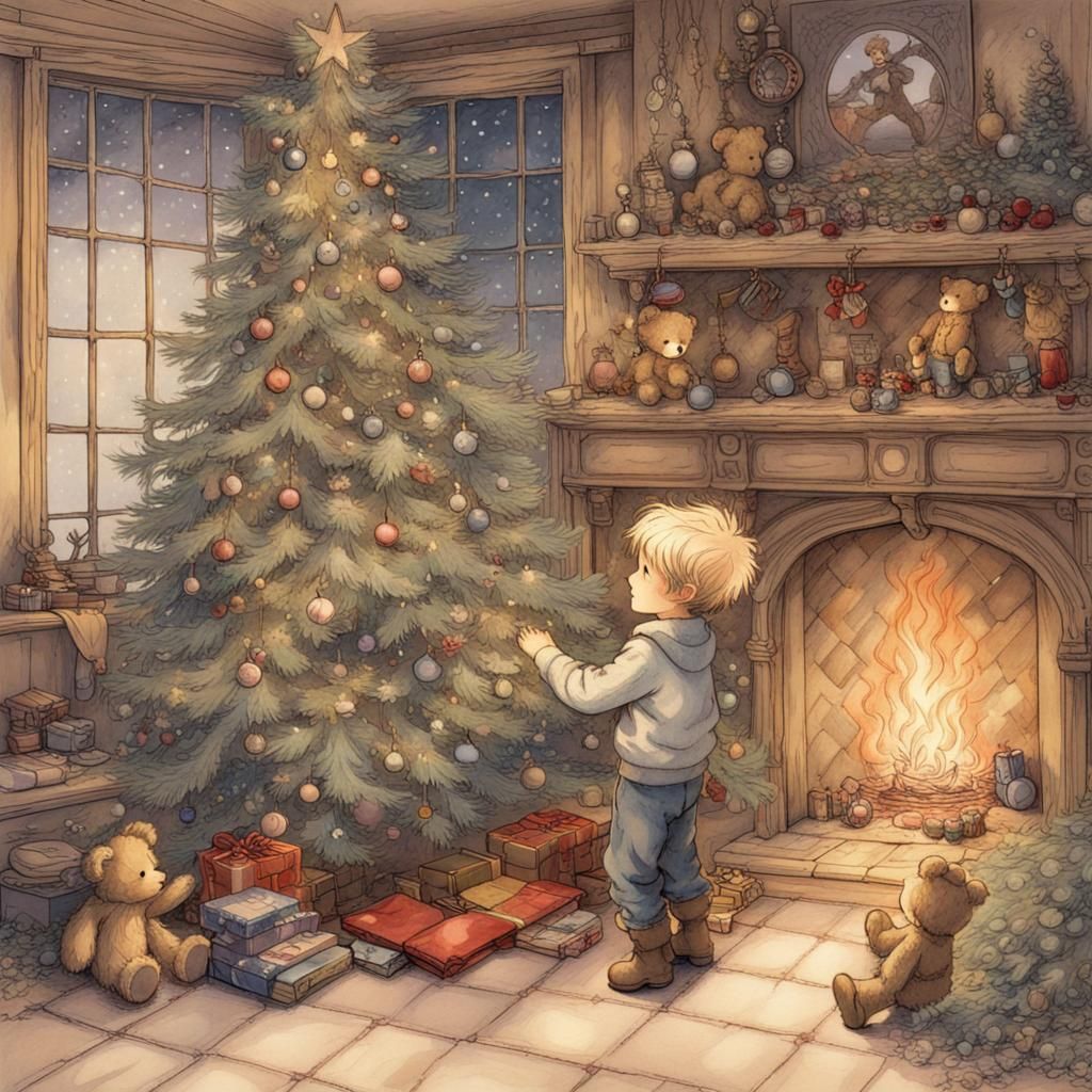 Christmas Morning Fairytale in Anime Style
