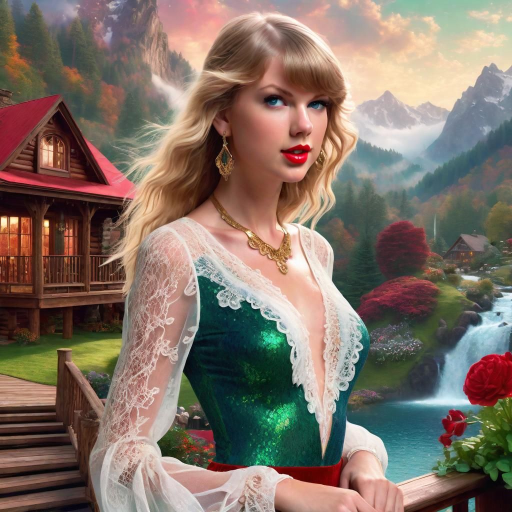 Ethereal Woman on Veranda: Fantasy Illustration