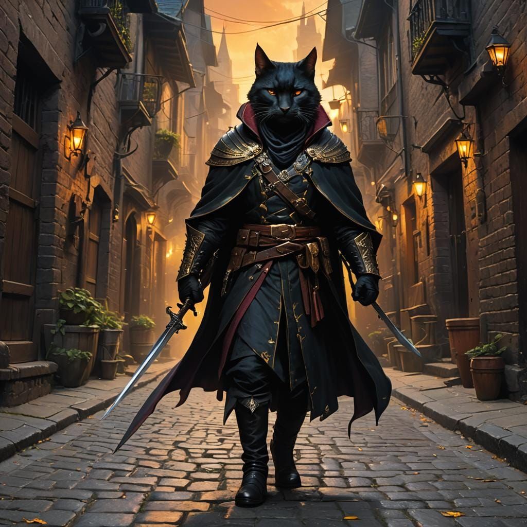 Tabaxi Rogue Assassin in Detailed Matte Painting