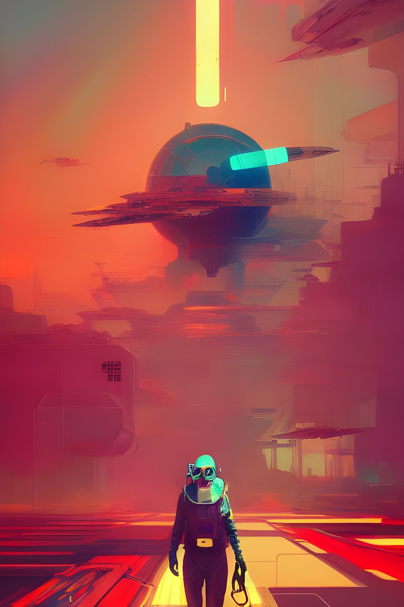 Atompunk Pilot in Retro Futuristic Space Station