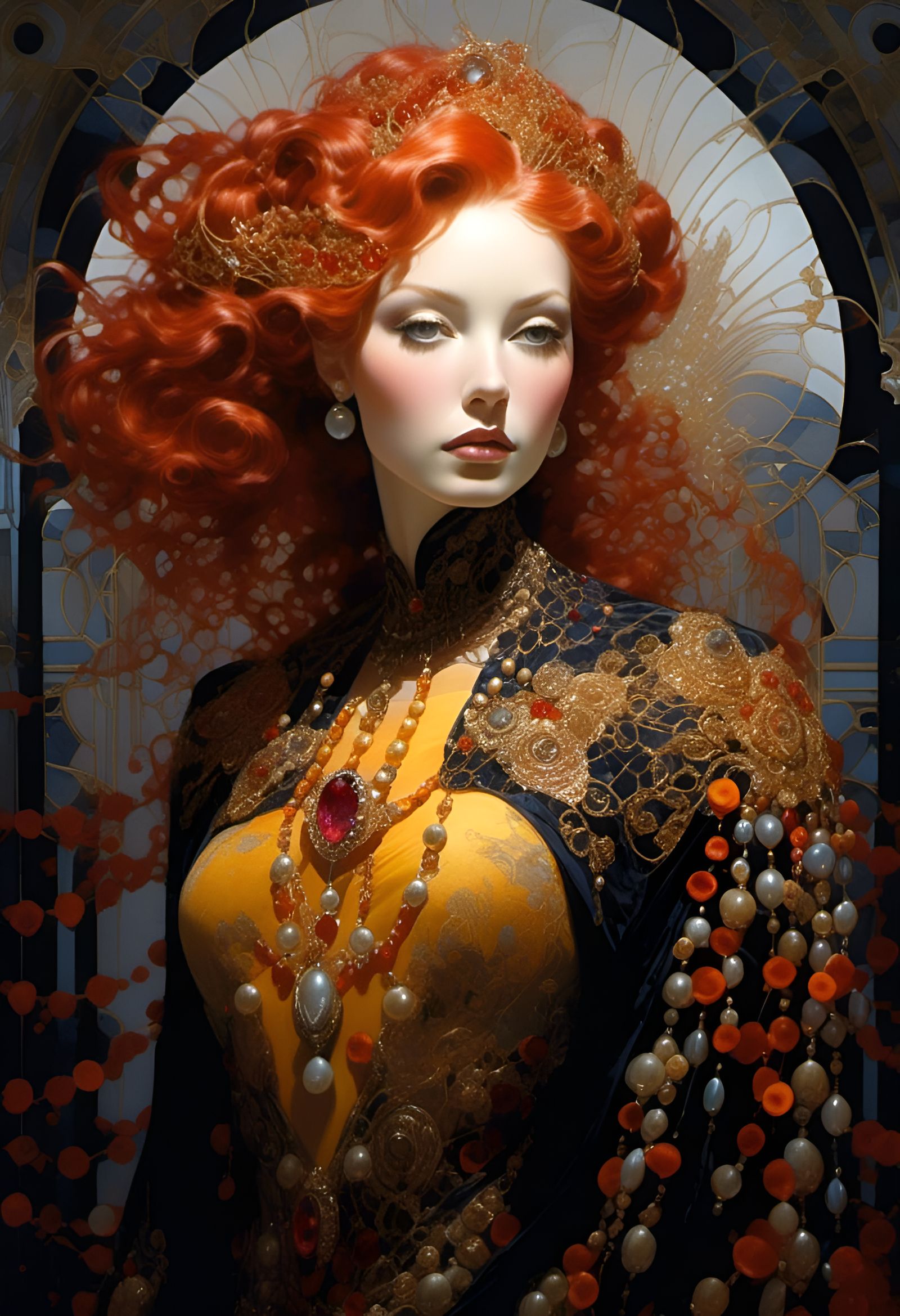 Luminescent Mountain Deity Portrait with Cosmic Details