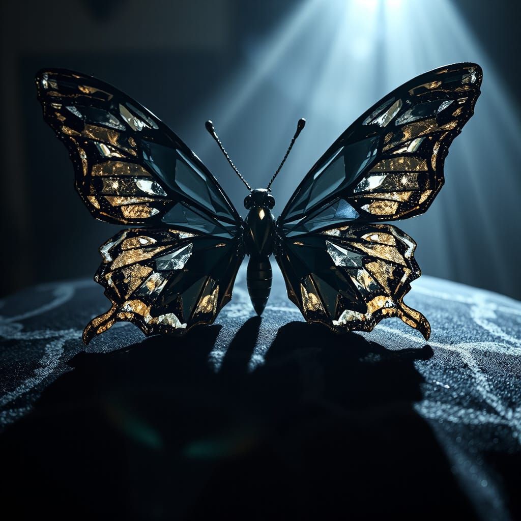 Mystical Black Diamond Butterfly in Gothic Style