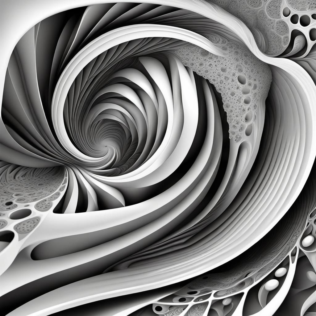 Abstract Vector Fractal Wave with 3D Shading