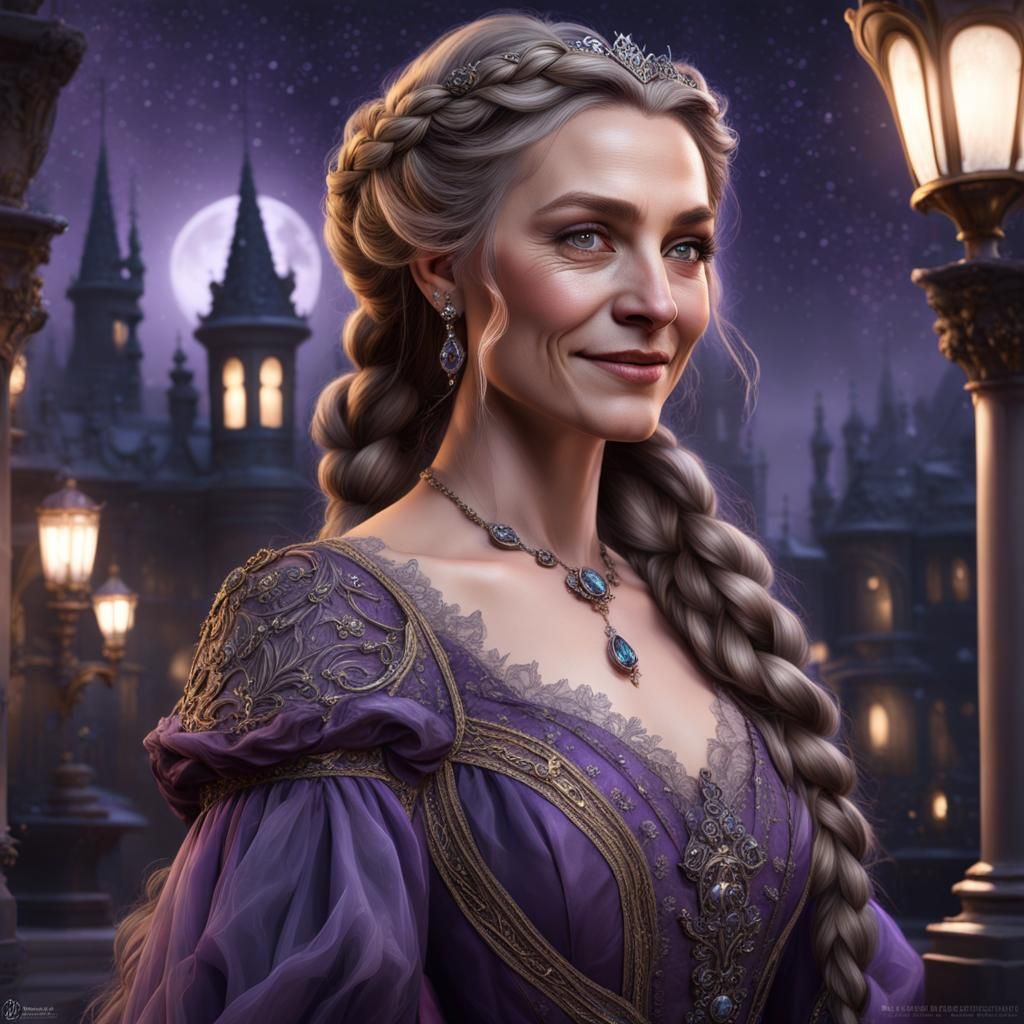Feyre Archeron in Purple Victorian Gown