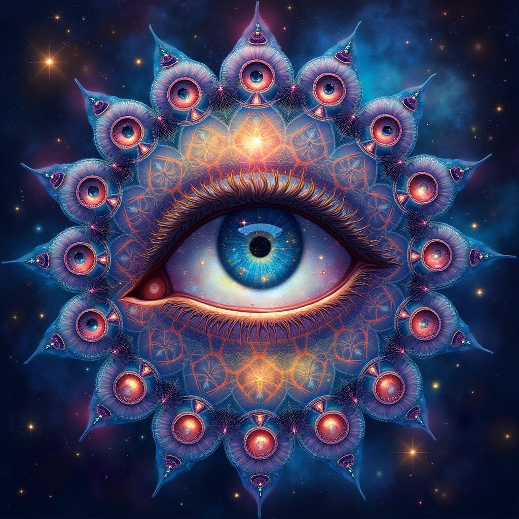 Cosmic Eye Mandala Unfolds into Vibrant Galaxy