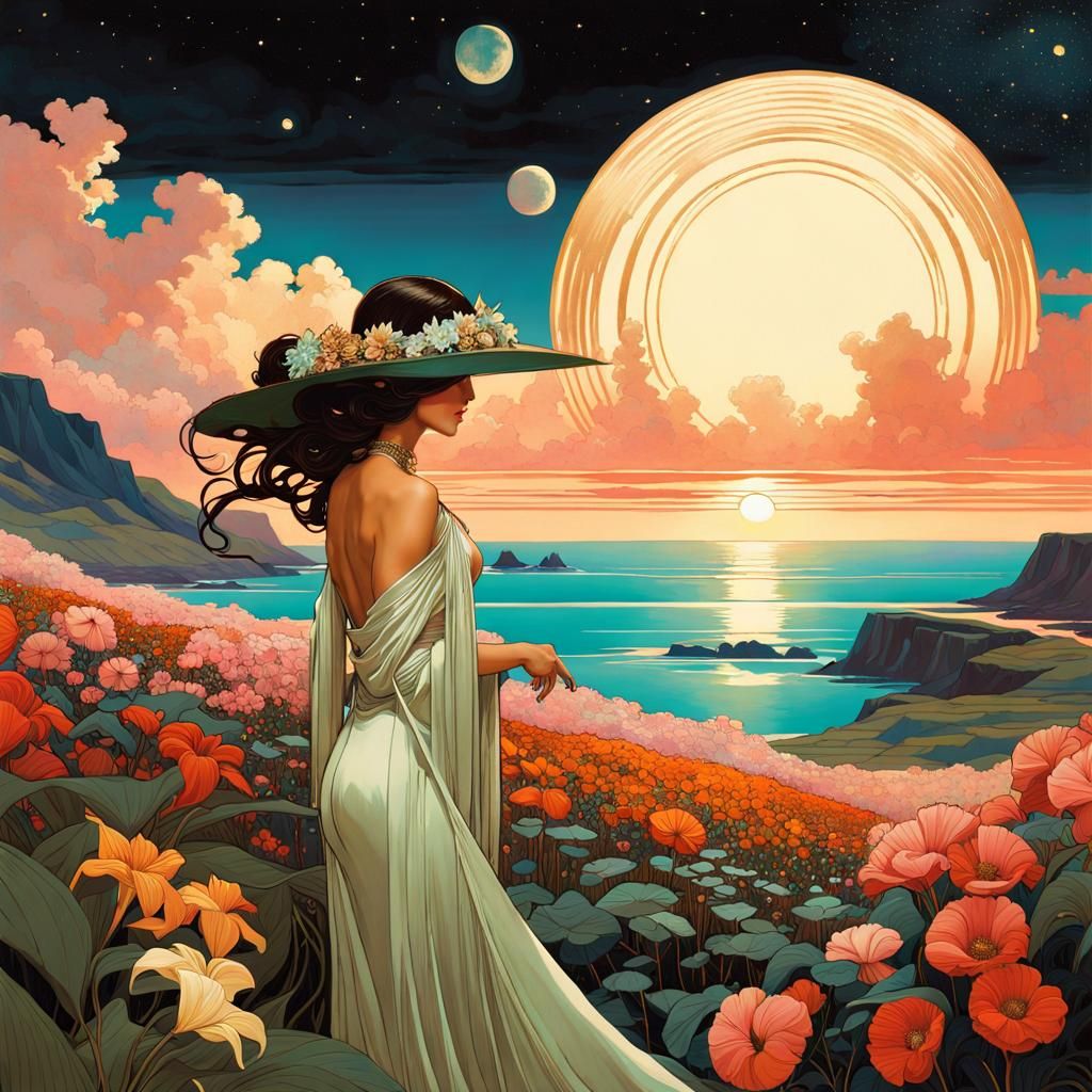 Hawaiian Flower Farm with Cosmic Starscape