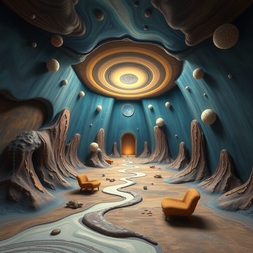 Surreal Cosmos Unfolds in Earthy Harmony