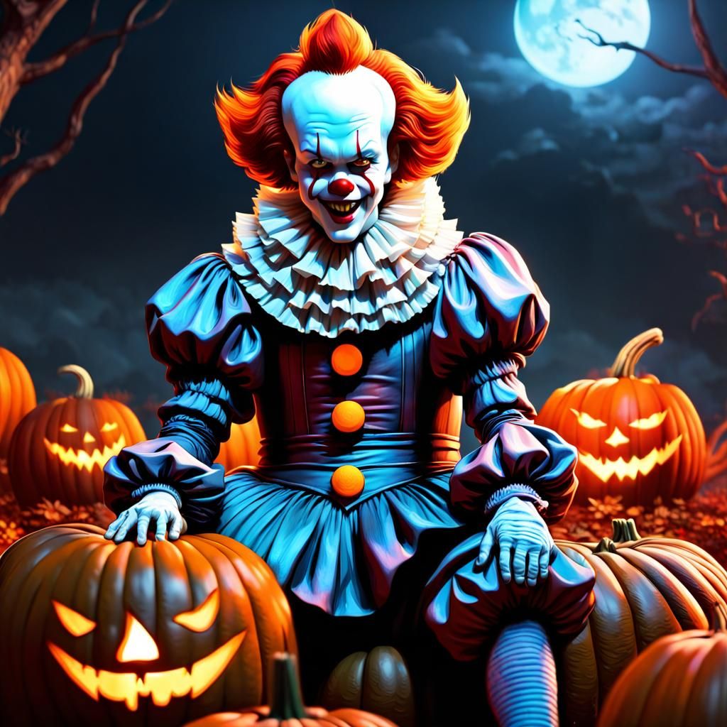 Pennywise the clown with pumpkins #4