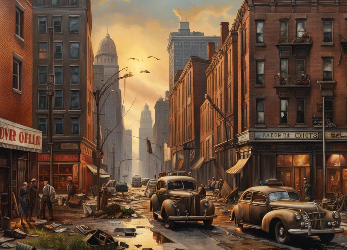 Post-Apocalyptic City as Oil Painting