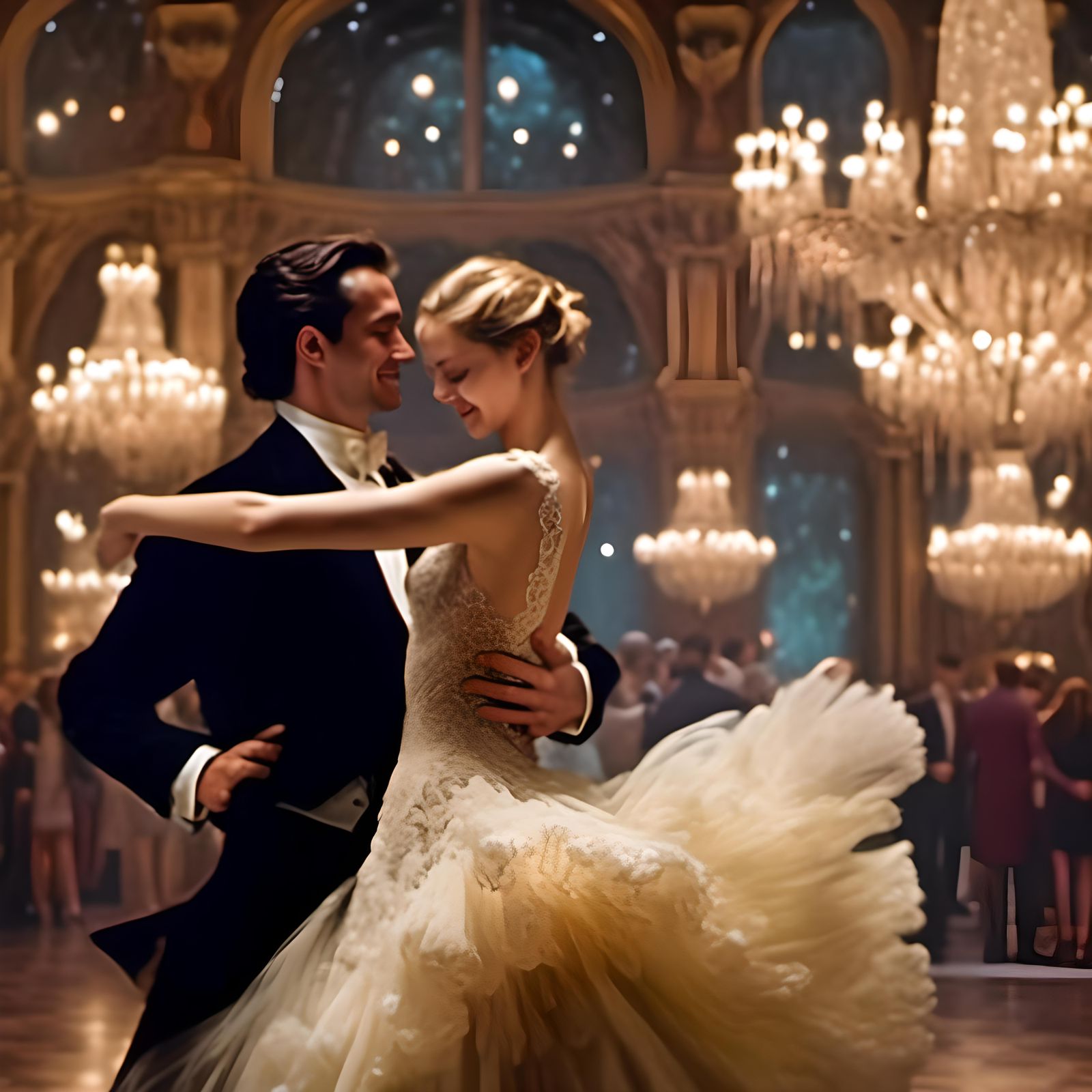 Sci-Fi Ballroom Dancer Practicing Deep Dips