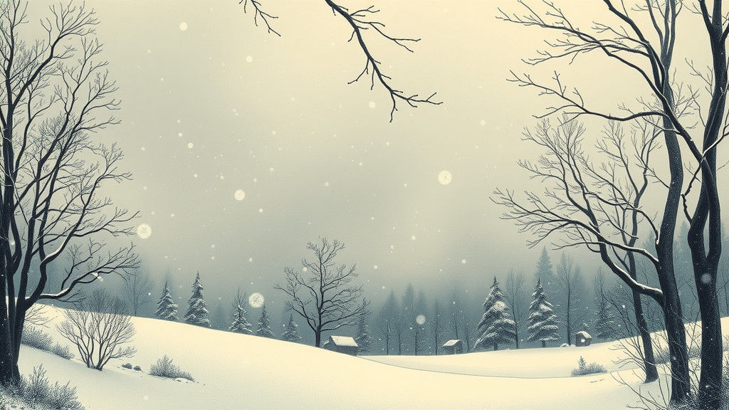 Victorian Winter Wonderland Illustration with Snowflakes