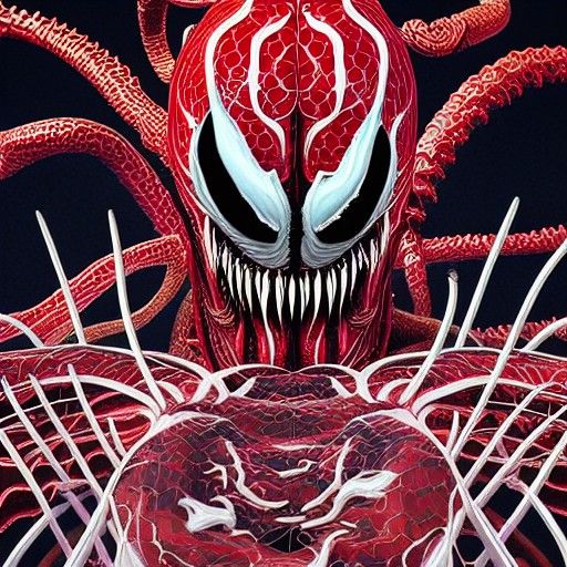 Venom Carnage Clash in Hyperdetailed Aurora Dreamscape