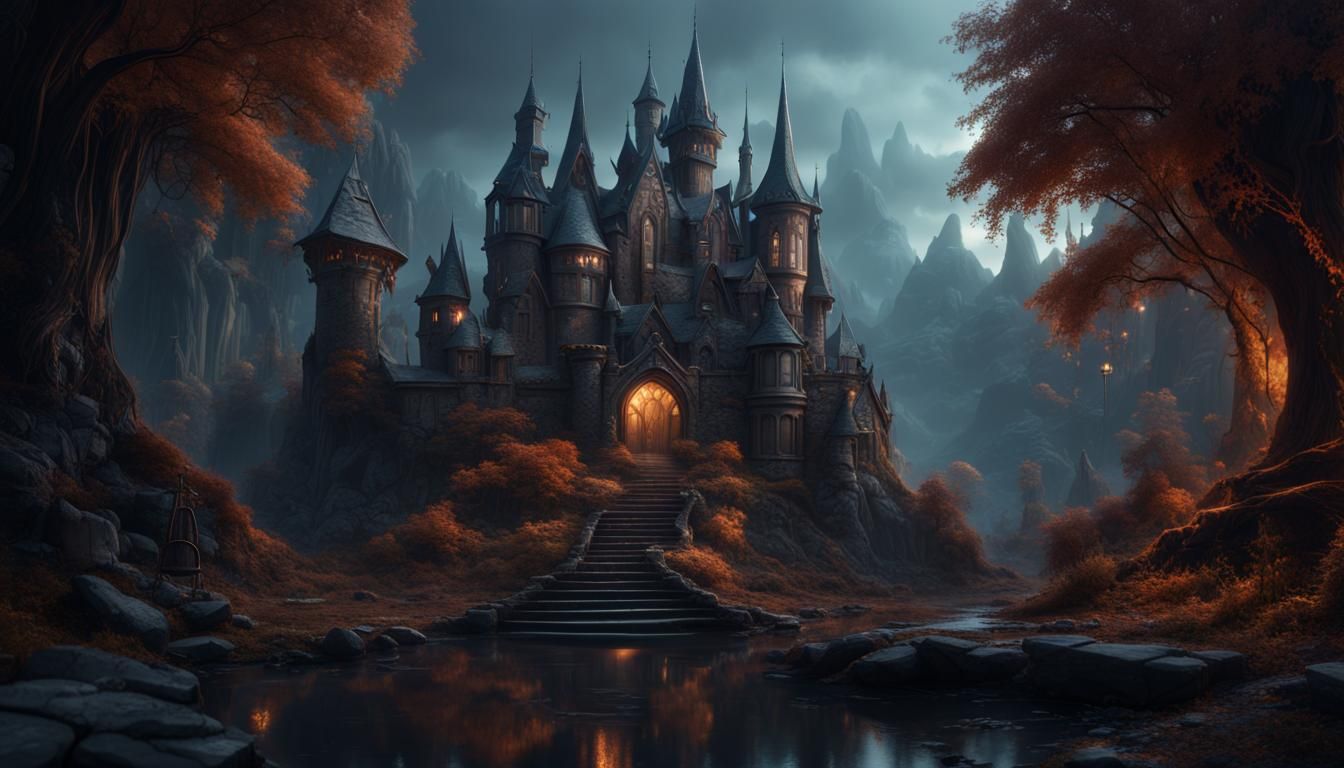 Fantastical Dark Fairytale Matte Painting in Deep Color
