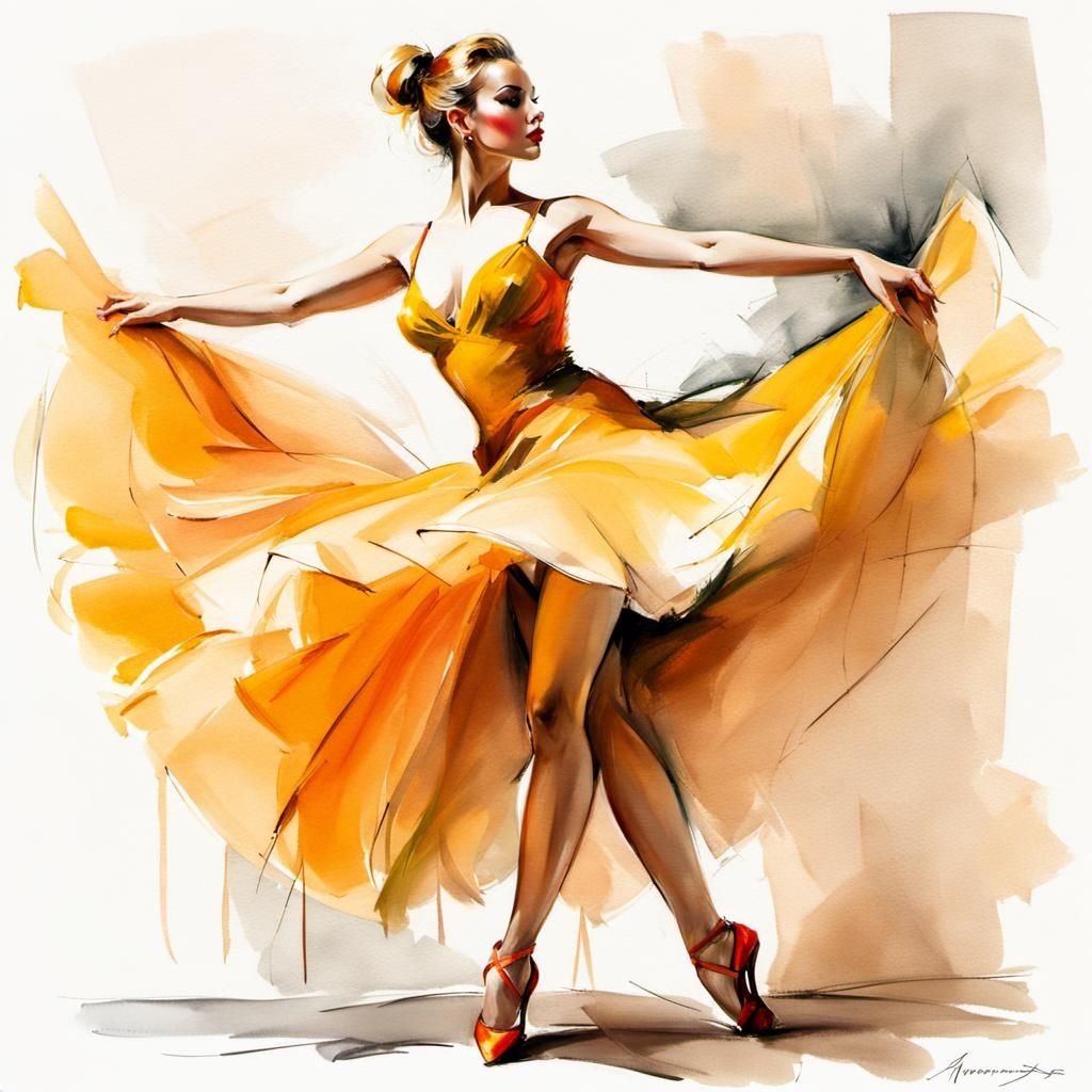 Elegant Dancer in Expressive Impressionist Style