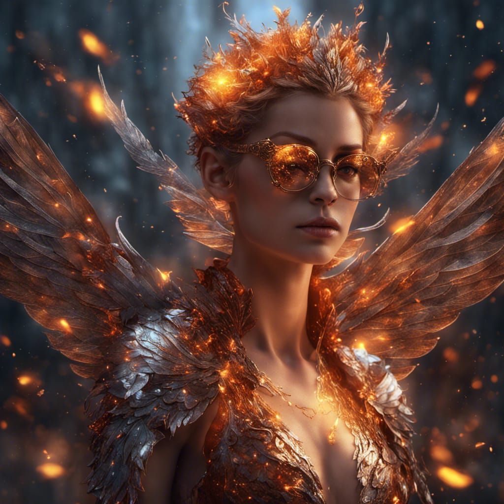 Fantastical Elf with Glittering Wings in Detailed Digital Ar...