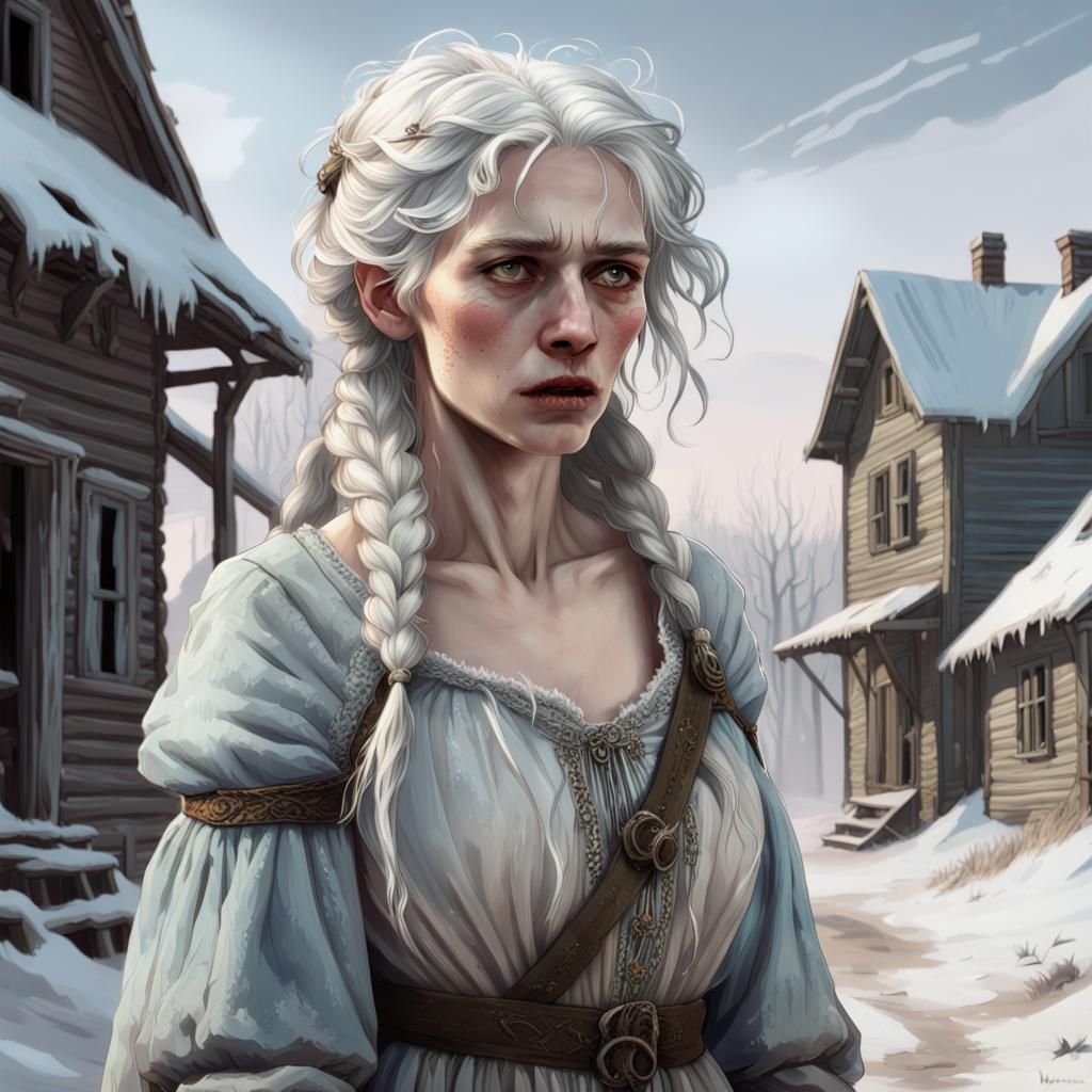 Icy Slavic Woman in Abandoned Ukrainian Town