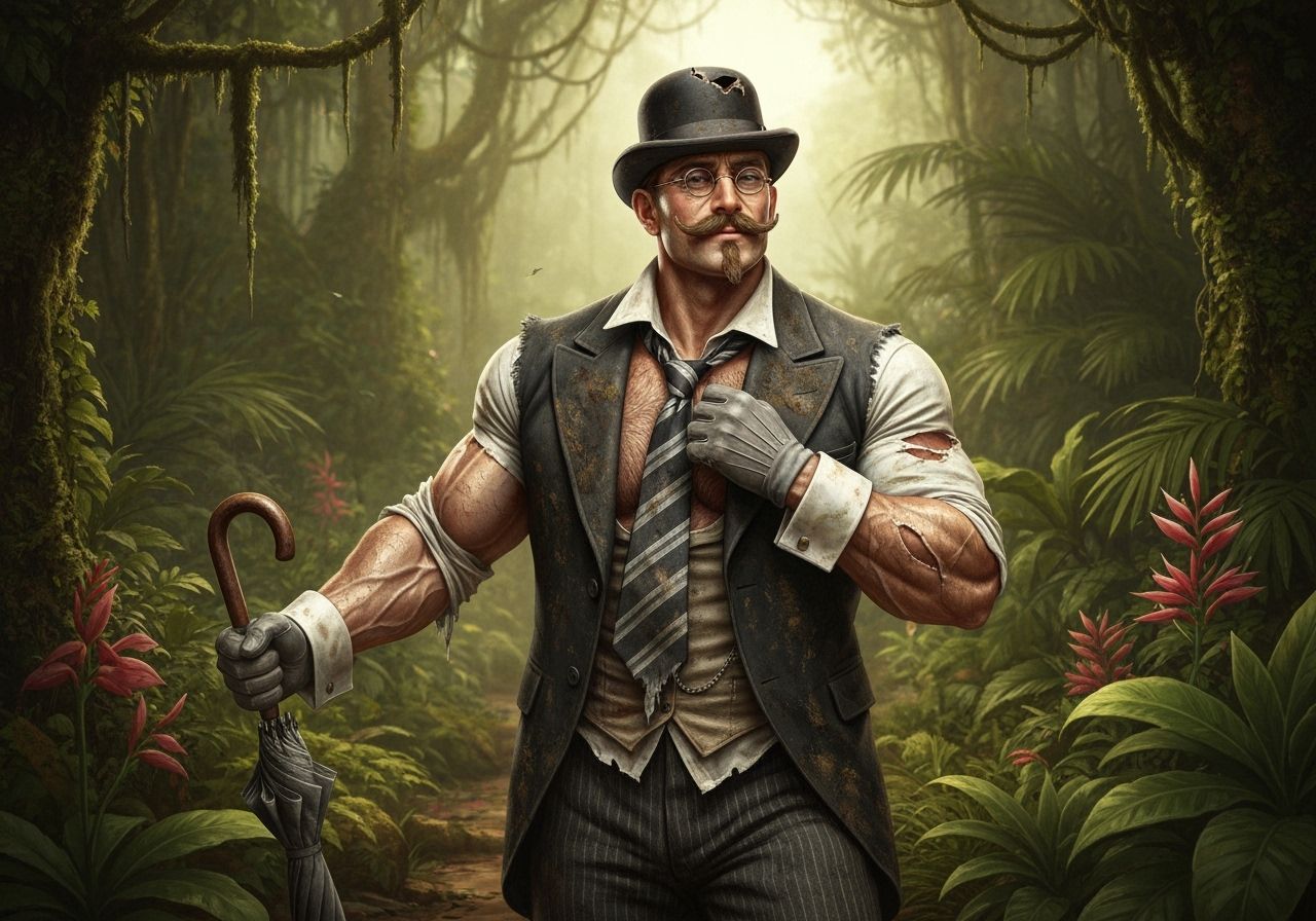 Muscular Edwardian Gentleman in Ripped Attire