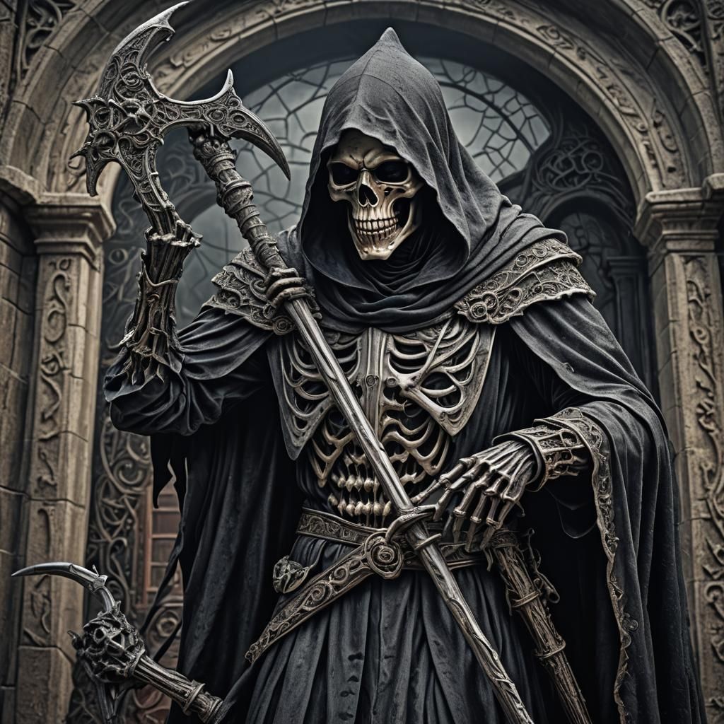Hyperrealistic Grim Reaper in High Definition
