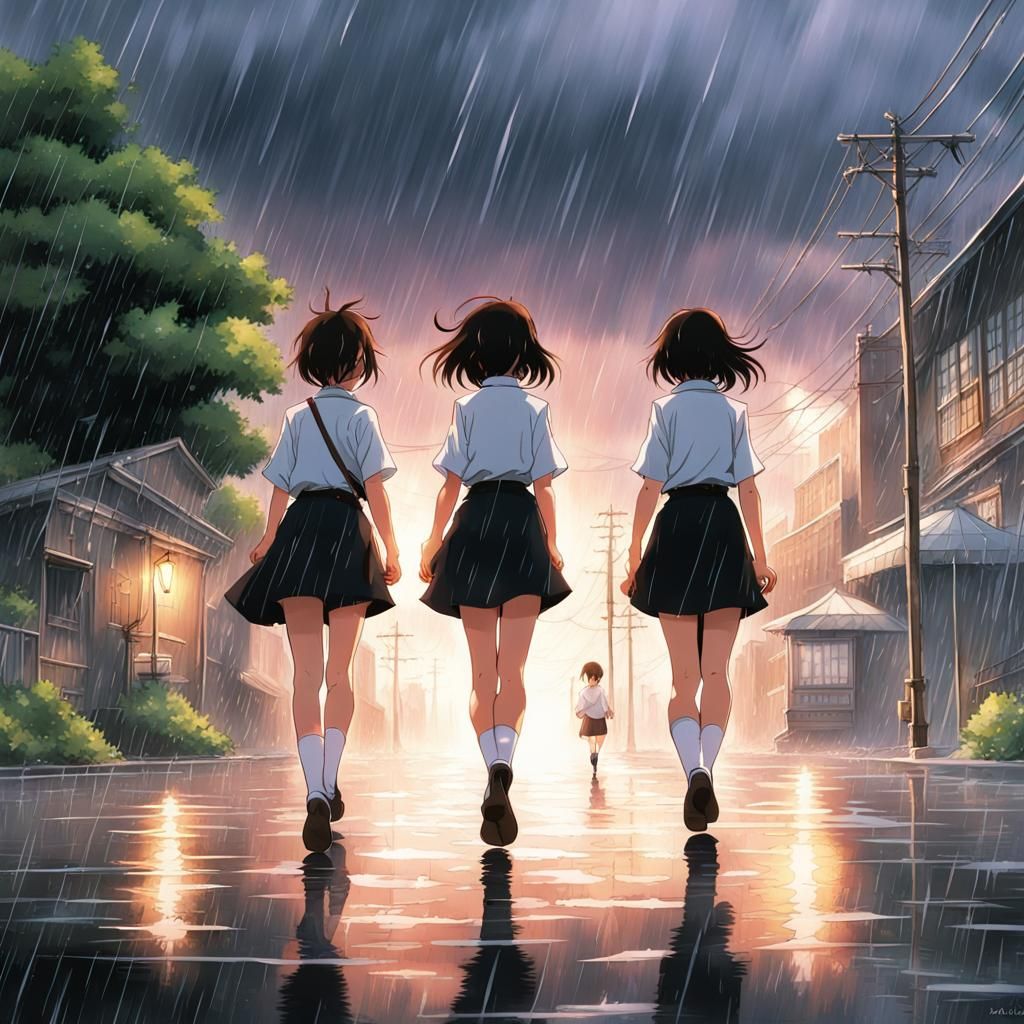 Witches in Rainstorm: Studio Ghibli Anime Key Visual