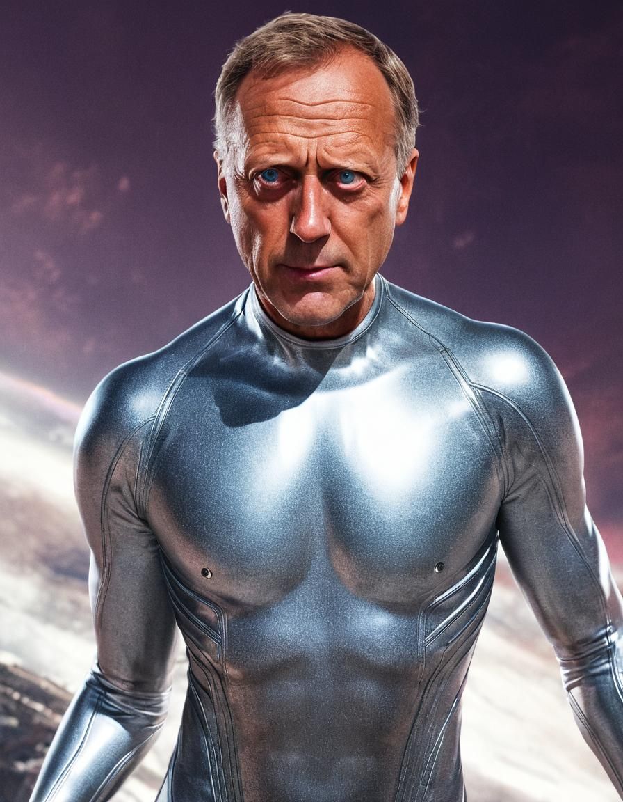 Silver Surfer Portrait in Detailed Matte Painting Style