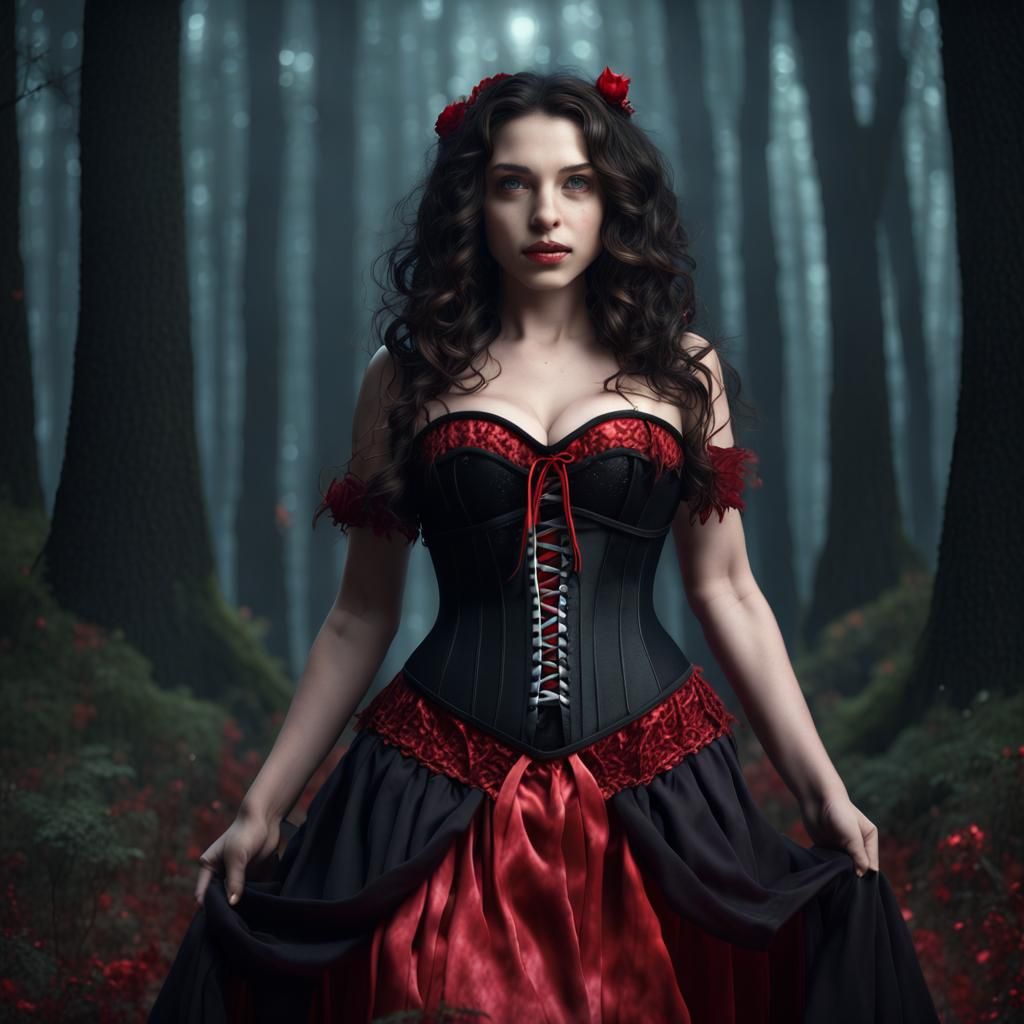 Midnight Witch Casting Magic in Dark Forest