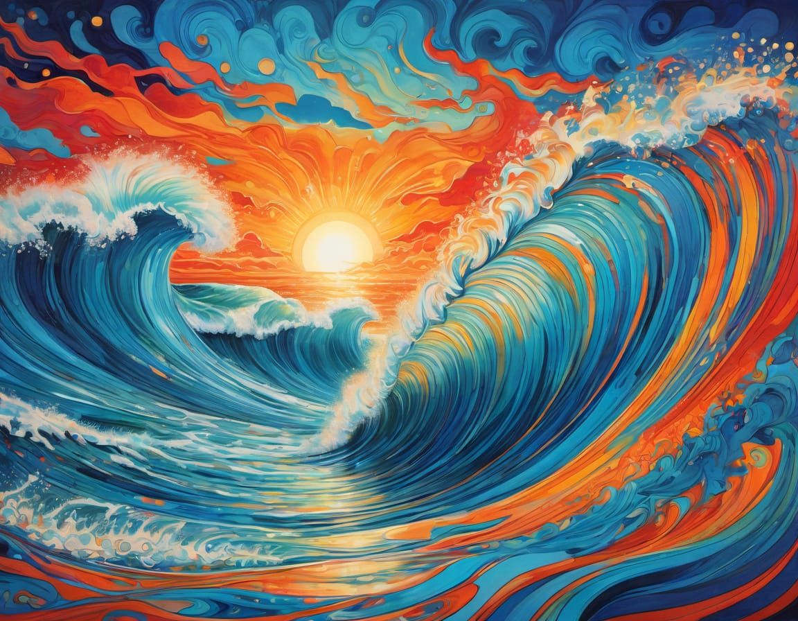 Woman Surfs Psychedelic Sunset Waves in Bohemian-Inspired Co...