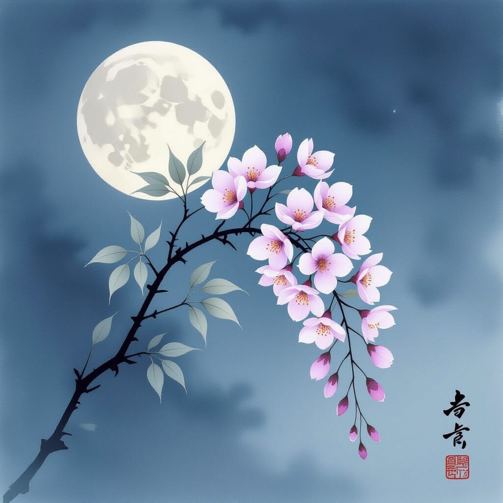 Wisteria in Japanese Minimalist Style with Inksplash