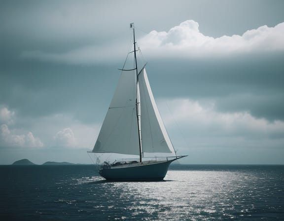 Sailboat Amidst Majestic Clouds
