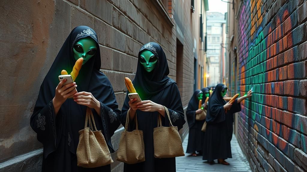 Surreal Sci-Fi: Women, Baguettes, and Bioluminescent Graffit...