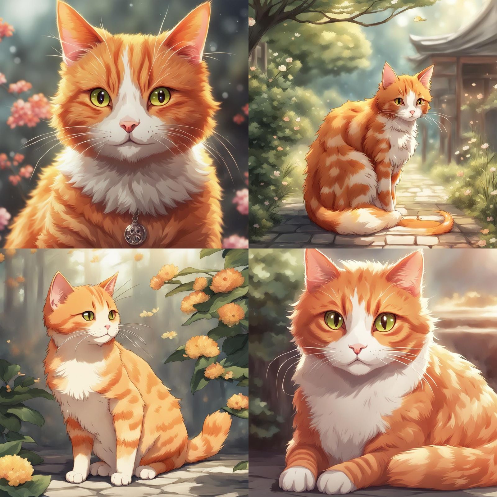 Anime-Style Ginger Cat Portrait