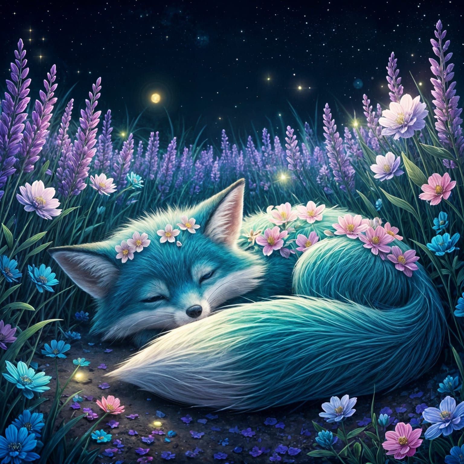 Whimsical Night Bloom in Vibrant Colors