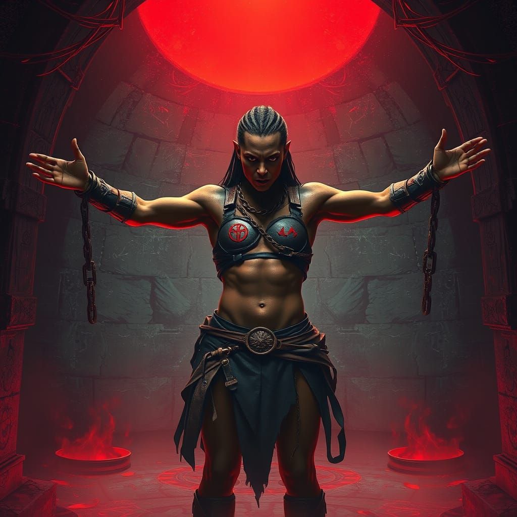 Goth Warrior in Echo Chamber, Dark Fantasy Art