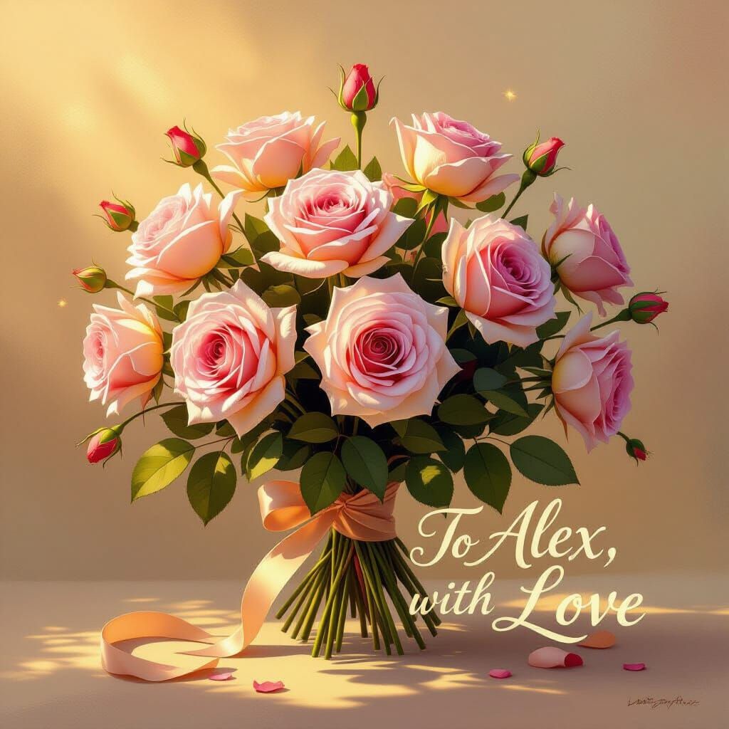 Vibrant Roses Bouquet in Impressionist Style