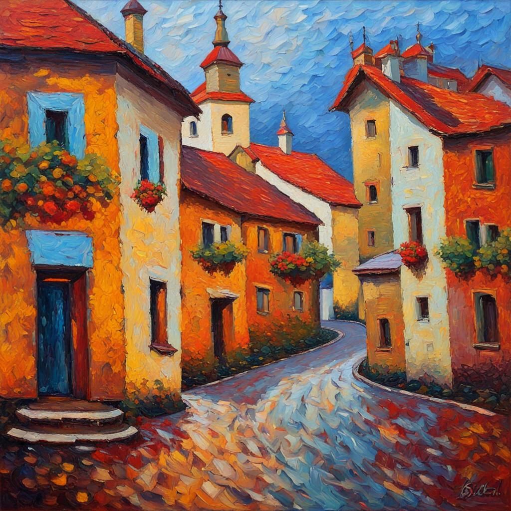 Buchach: Expressionist Oil Painting in Neo-Impressionism Sty...