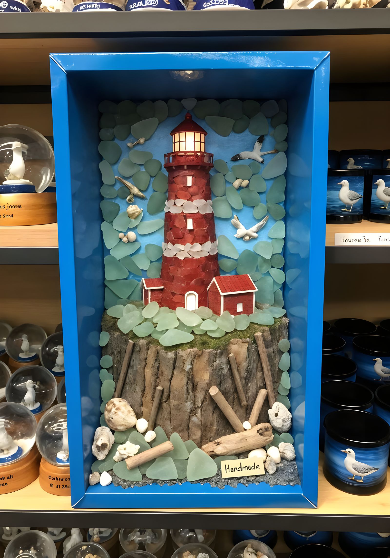 Seaglass Lighthouse Diorama in Souvenir Shop