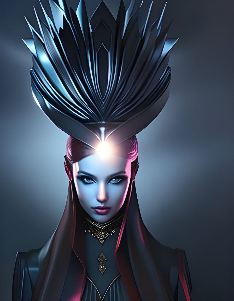 Gorgeous Woman with Demonic Gazelle, Digital Art