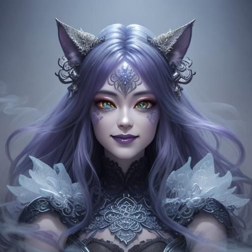 Gothic Fantasy Cerberus with Neon Eyes