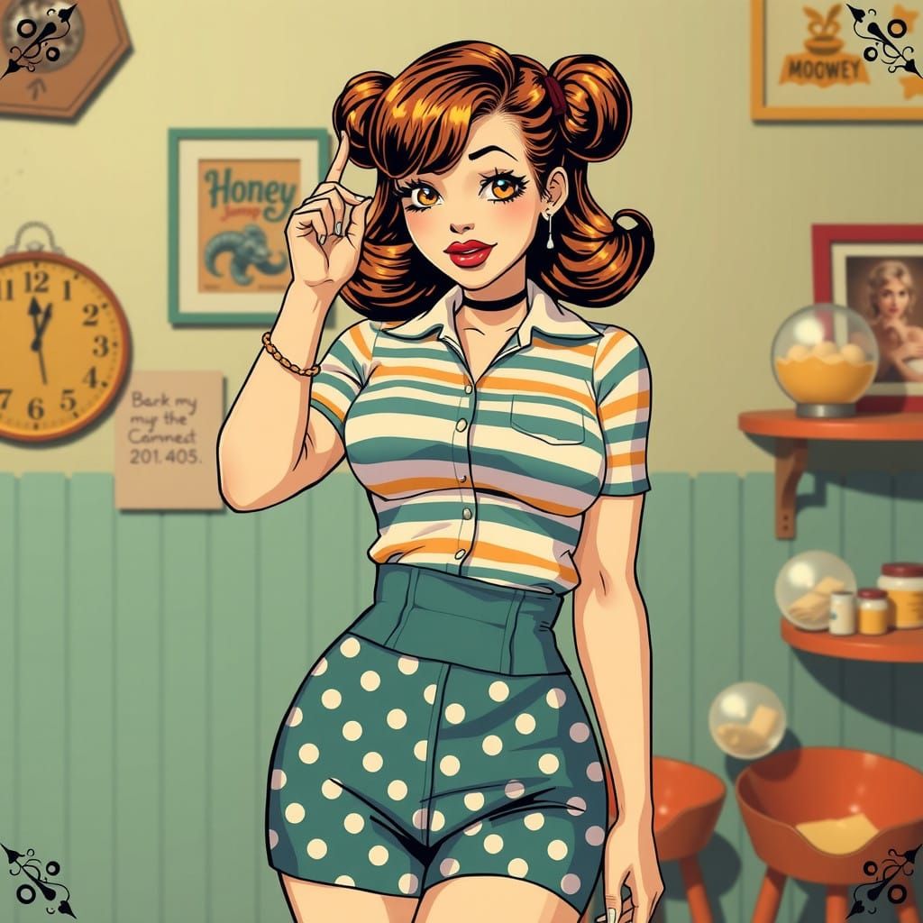 Sweet Pin-Up Girl in Retro-Inspired Outfit