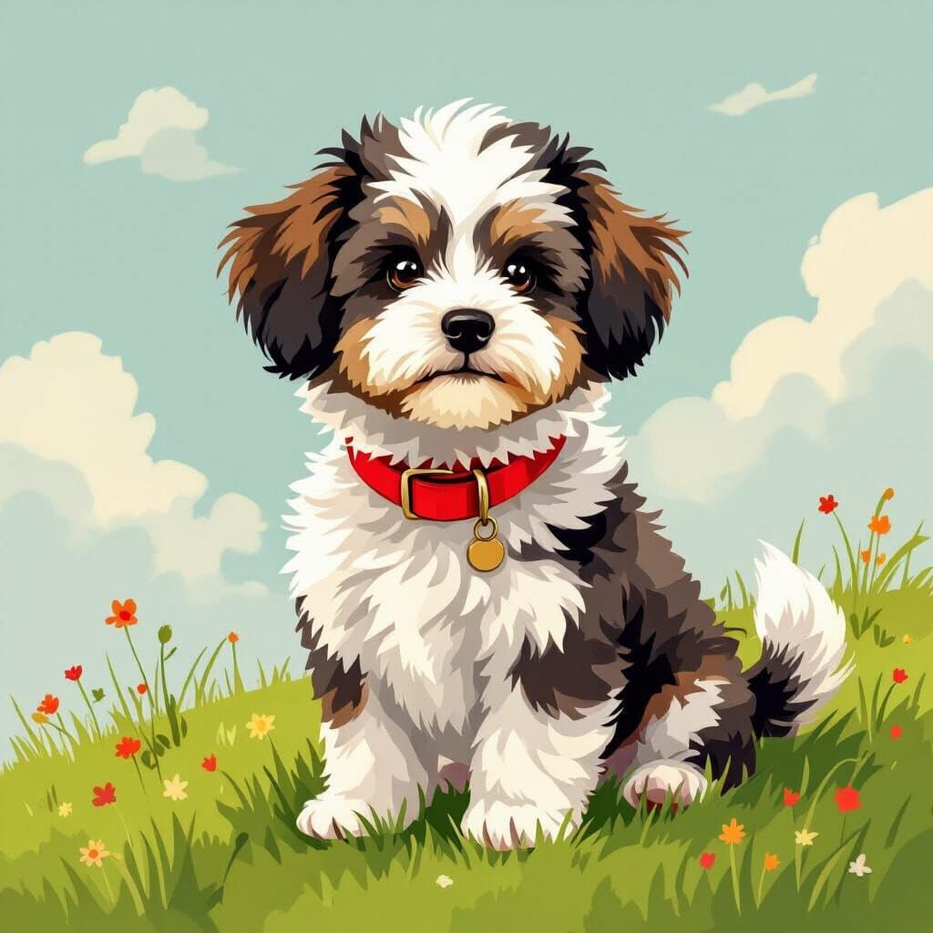 Adorable Dog in Beatrix Potter Style