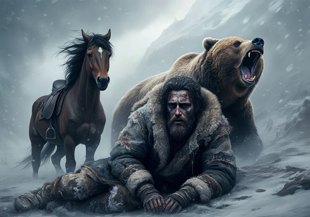 Loyal horse scares off bear and saves his owner