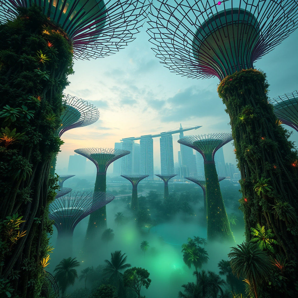 Gardens by the Bay: Dreamlike Realm in Matte Painting