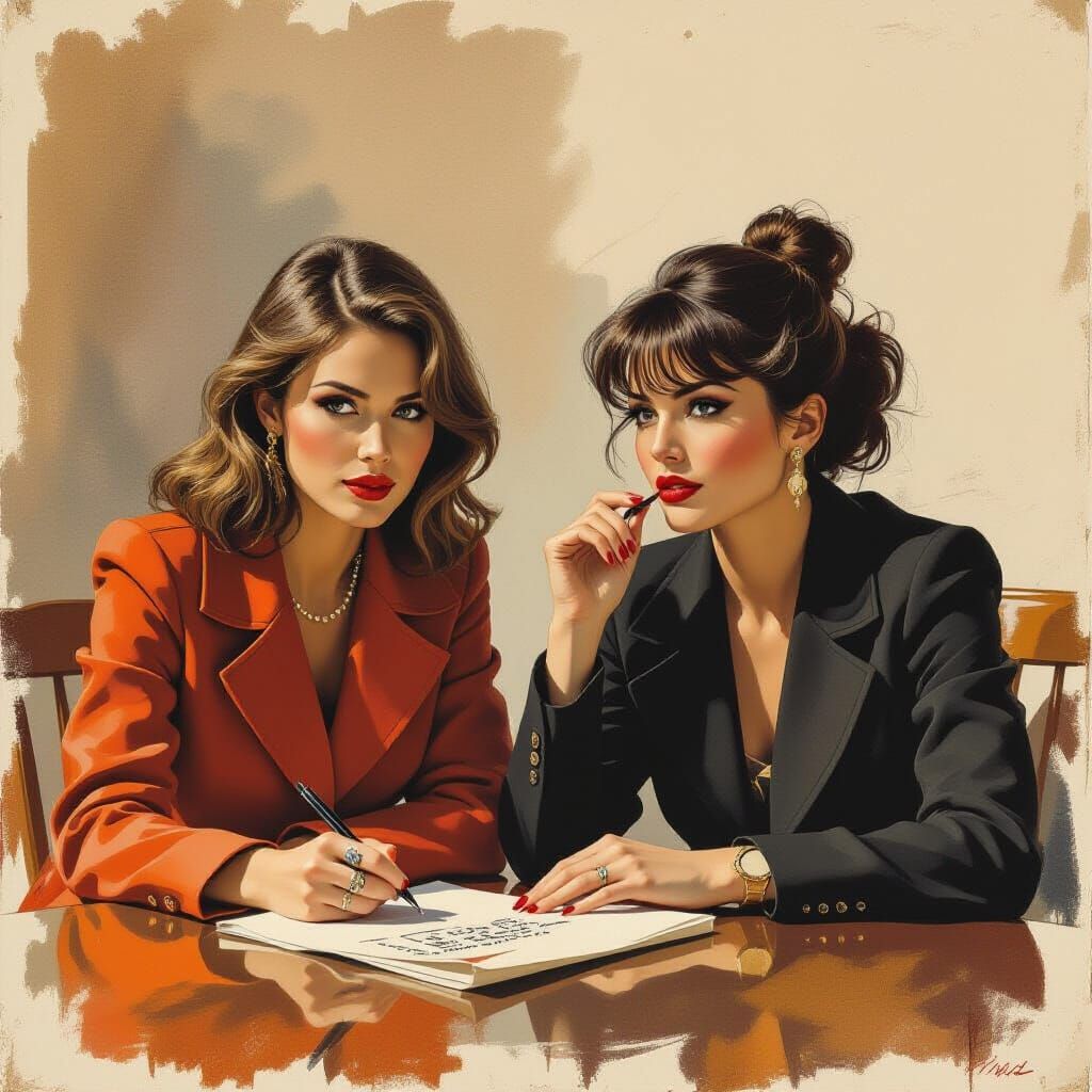 Portrait in Mimeograph Style with Expressive Ink Work