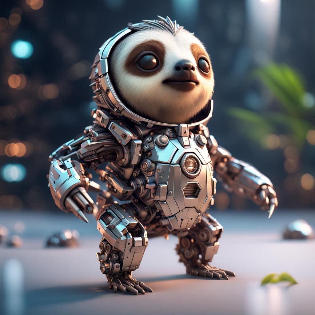 Futuristic Sloth Cyborg with Intricate Mech Details