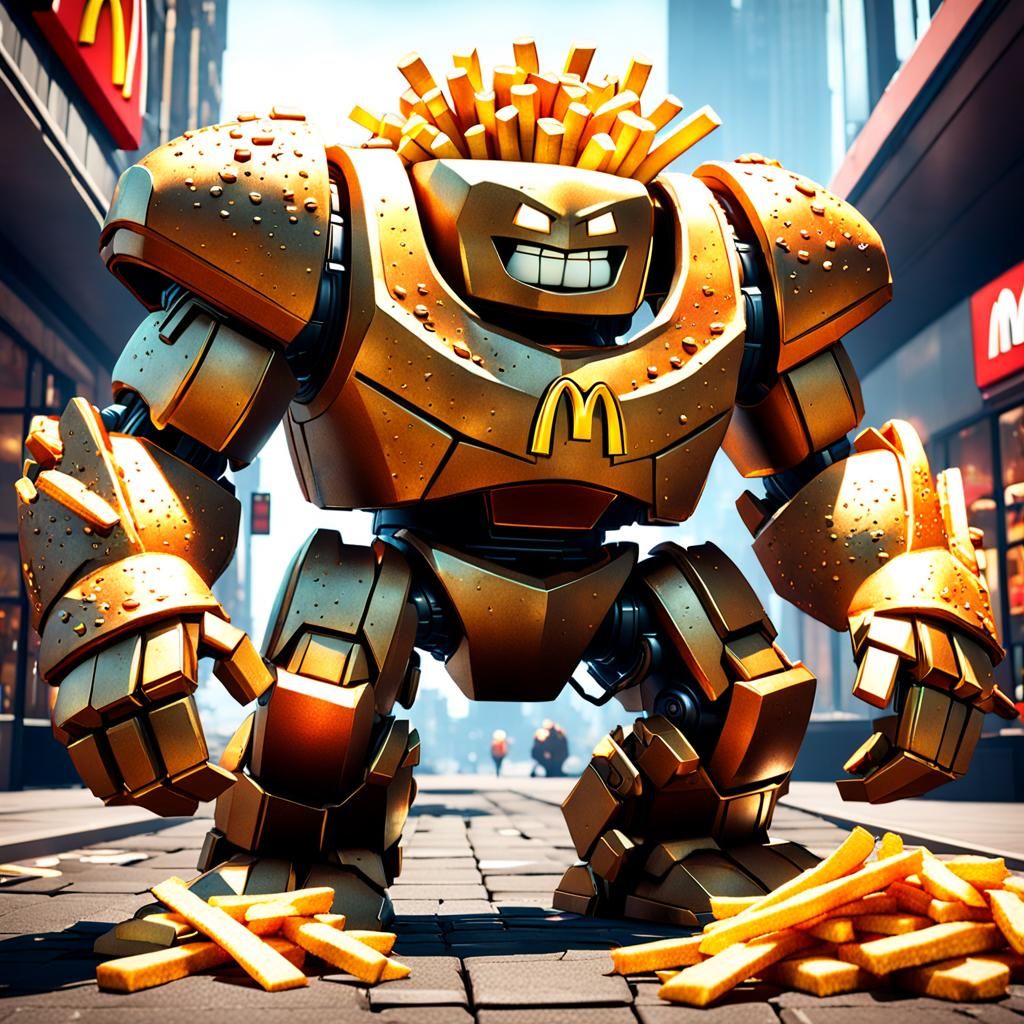McDonald's Fries Golem in 3D Cinematic Style