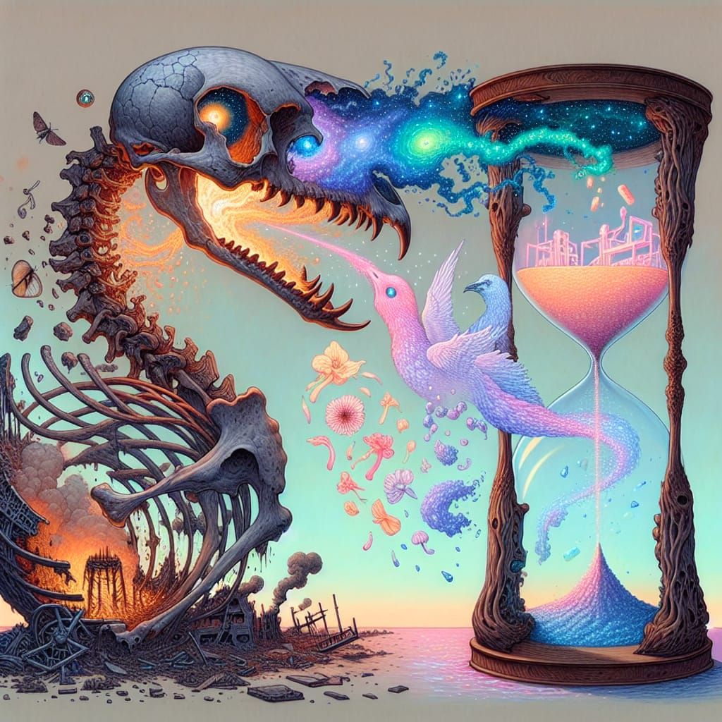 Mythical Creature Born of Shattered Glass and Ancient Bone