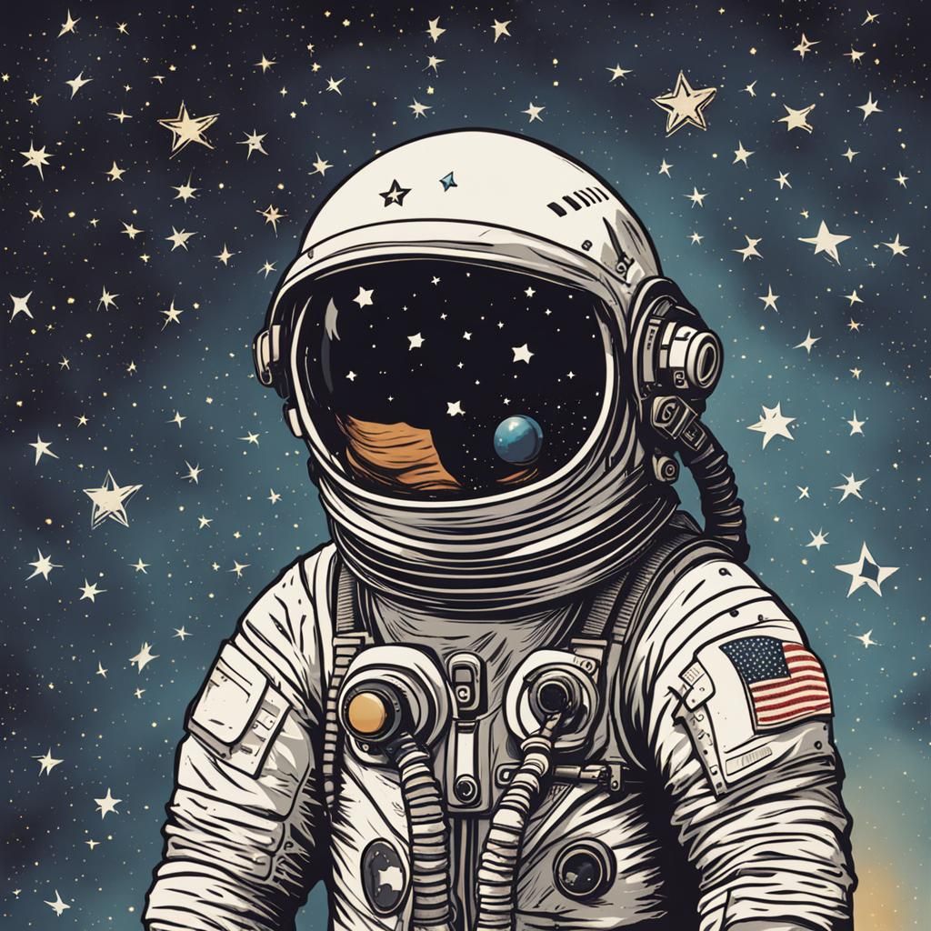 Astronaut Close-Up with "Stars" Helmet