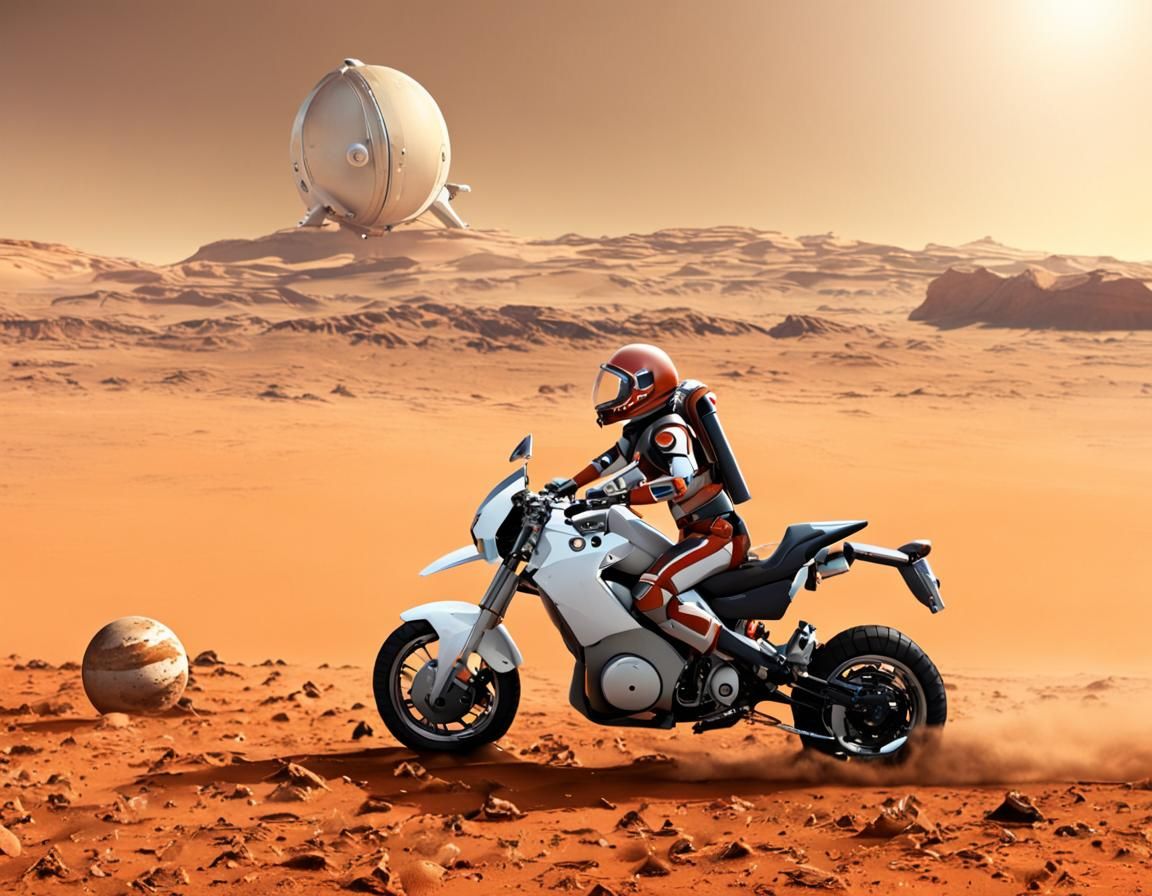Futuristic Rocket Motorcycle on Mars