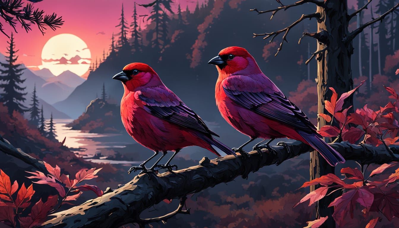 Elegant Autumn Redbird Reigns Amidst Sunset Splendor